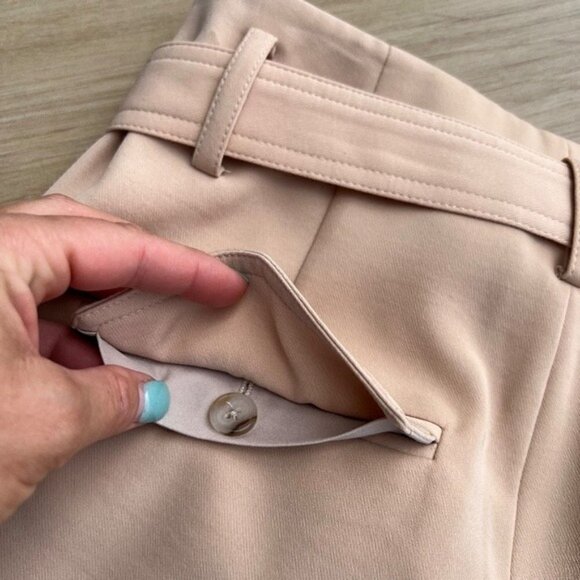 Vince High Rise Belted Paper Bag Shorts Size 6 Praline Beige - Picture 13 of 13